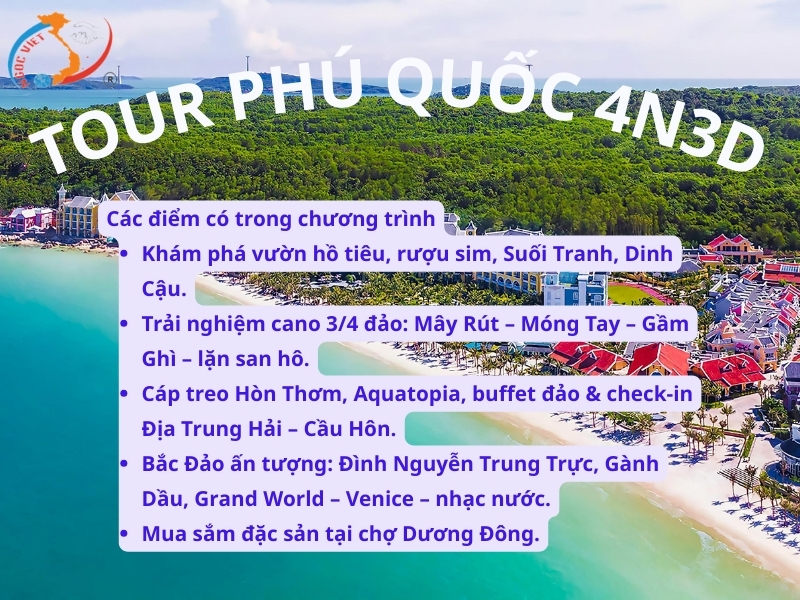 Tour 4n3d – CANO 4 ĐẢO – CÁP TREO HÒN THƠM